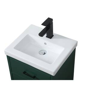 Simply Living 18 in. W x 15 in. D x 33.5 in. H Bath Vanity in Green with White Resin Top SL123054MGN