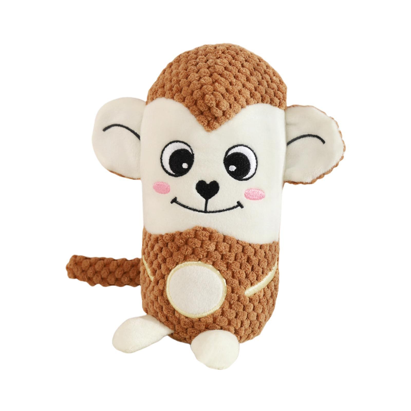 Stuffed Animal Dog Toy Dog Squeaky Toys Plush Toy For Game Training Relaxing Brown