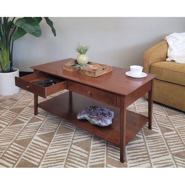 Solid Bamboo Coffee Table with Drawers