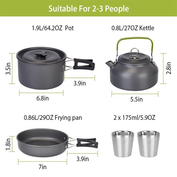 12Pcs Aluminum Camping Cookware Set