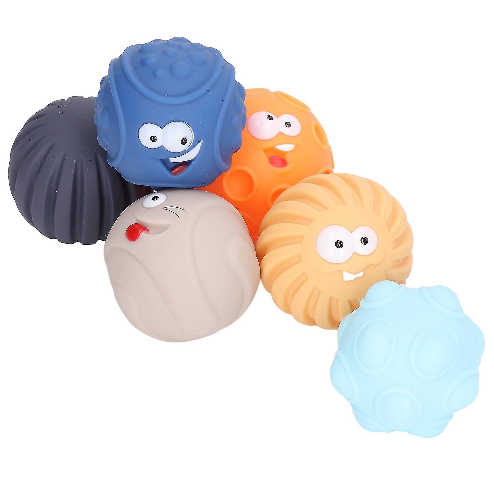 6pcs/set Textured Sensory Squeeze Ball Soft Baby Hand Catching Rattle Toys for 6 Month Old Kids Toddlers