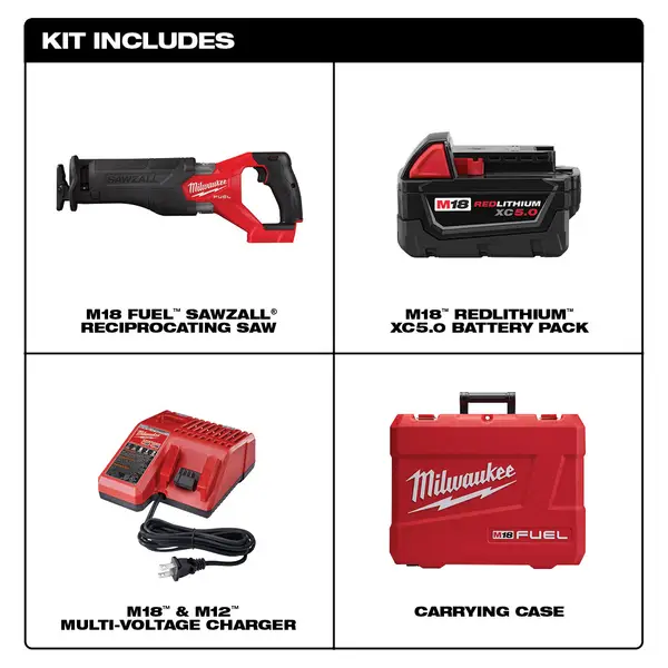 Milwaukee 2821-21 M18 FUEL SAWZALL Reciprocating Saw Kit