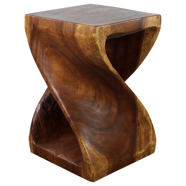 Haussmann? Wood Twist End Table 15 x 15 x 23 inch High Walnut Oil - 15 x 15 x 23