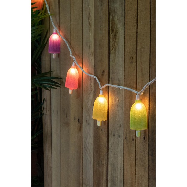 Northlight 10ct Sugared Ice Pop Outdoor Patio String Light Set 7 25ft White Wire