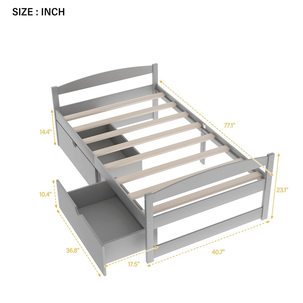 Harper   Bright Designs Twin Platform Bed with Two Drawers