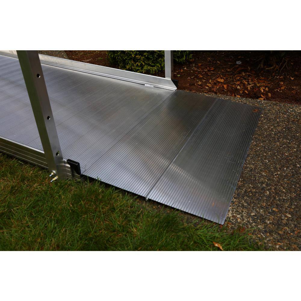 EZ-ACCESS PATHWAY 16 ft. Straight Aluminum Wheelchair Ramp Kit with Solid Surface Tread and 2-Line Handrails PS16S