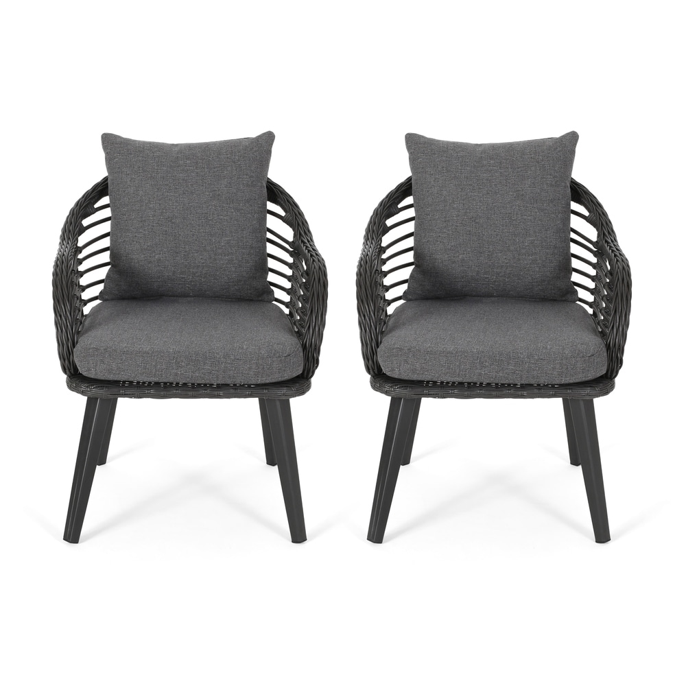 Tatiana Outdoor Wicker Club Chairs with Cushions (Set of 2) by Christopher Knight Home