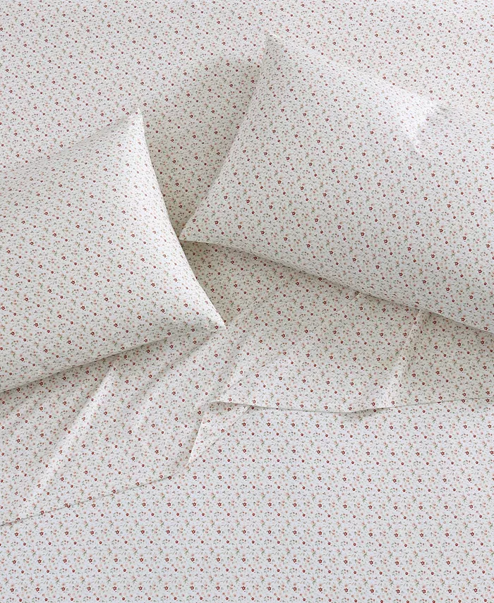 Laura Ashley Evie Cotton Sateen 4-Pc. Sheet Set， Queen