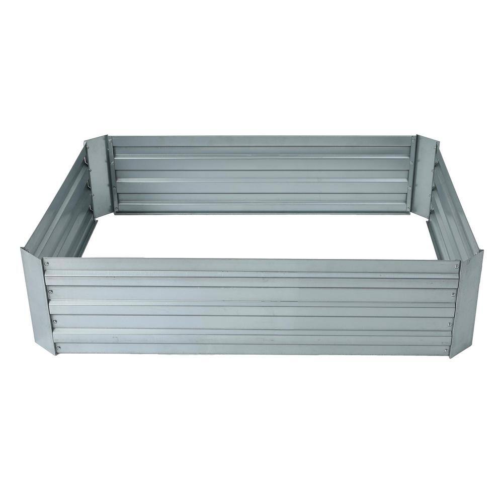 LuxenHome 48 in. Galvanized Metal Rectangular Raised Garden Bed WHPL1271