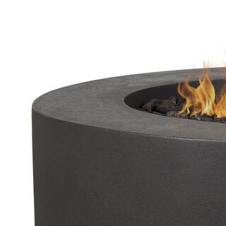 JENSEN CO Brookhurst 43 in. W X 13 in. H Round Outdoor GFRC Liquid Propane Fire Pit in Carbon with Lava Rocks 1593LP-CBN