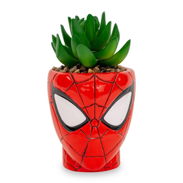 Easysfind Marvel Comics Spider man 3 inch Ceramic Mini Planter With Artificial Succulent