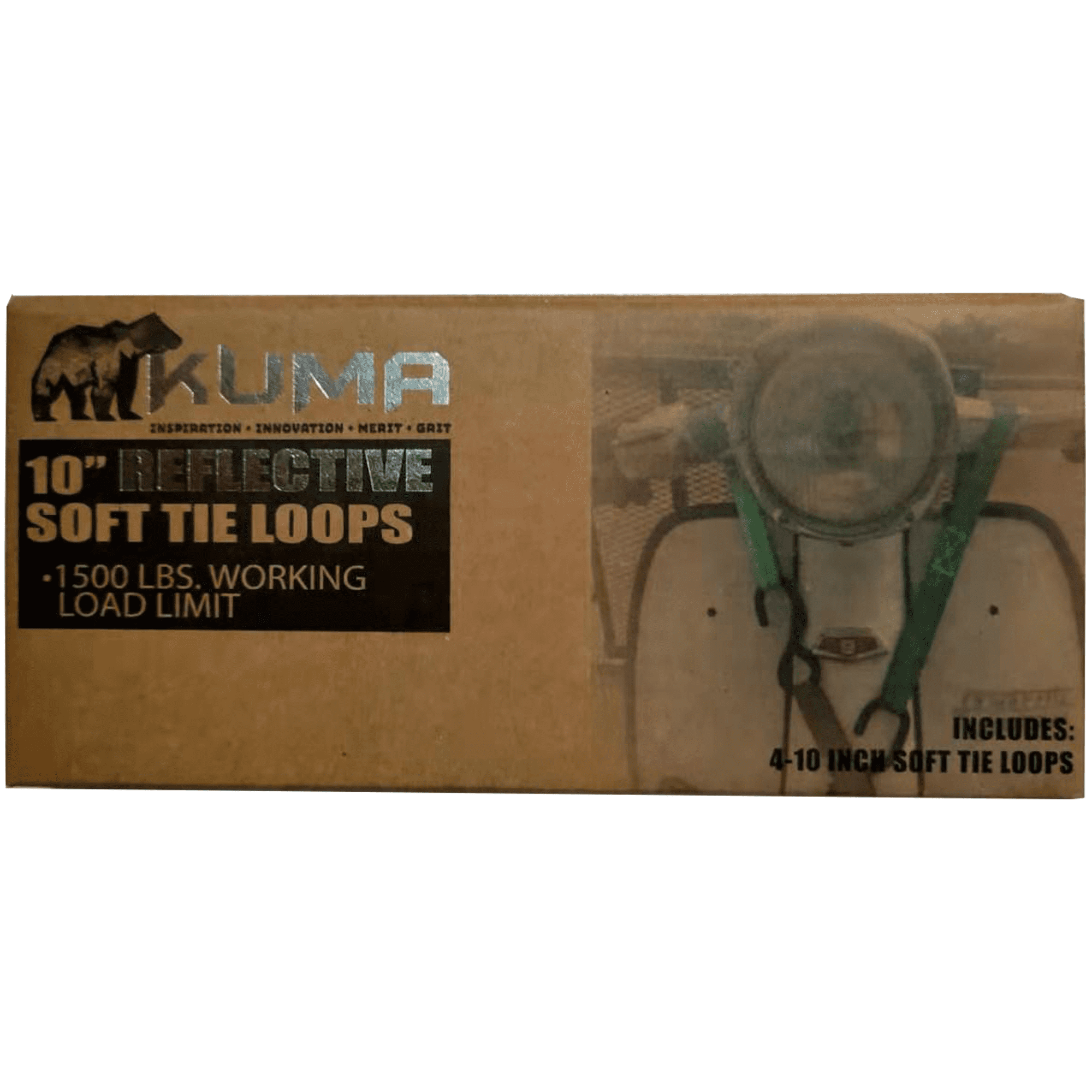 Kuma 1" x 10" Reflective Soft Tie Loops 1500 lbs. WLL 4 Pack