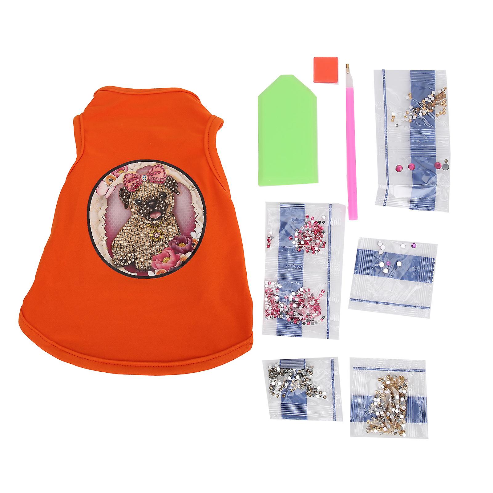 Pet Vest Clothes Small Dog Cat Rhinestone Painting Soft Breathable Summer Shirt Apparelorange M