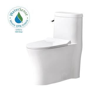 Glacier Bay Hartridge 1-Piece 1.01.6 GPF Dual Flush Elongated Toilet in White GBTO205