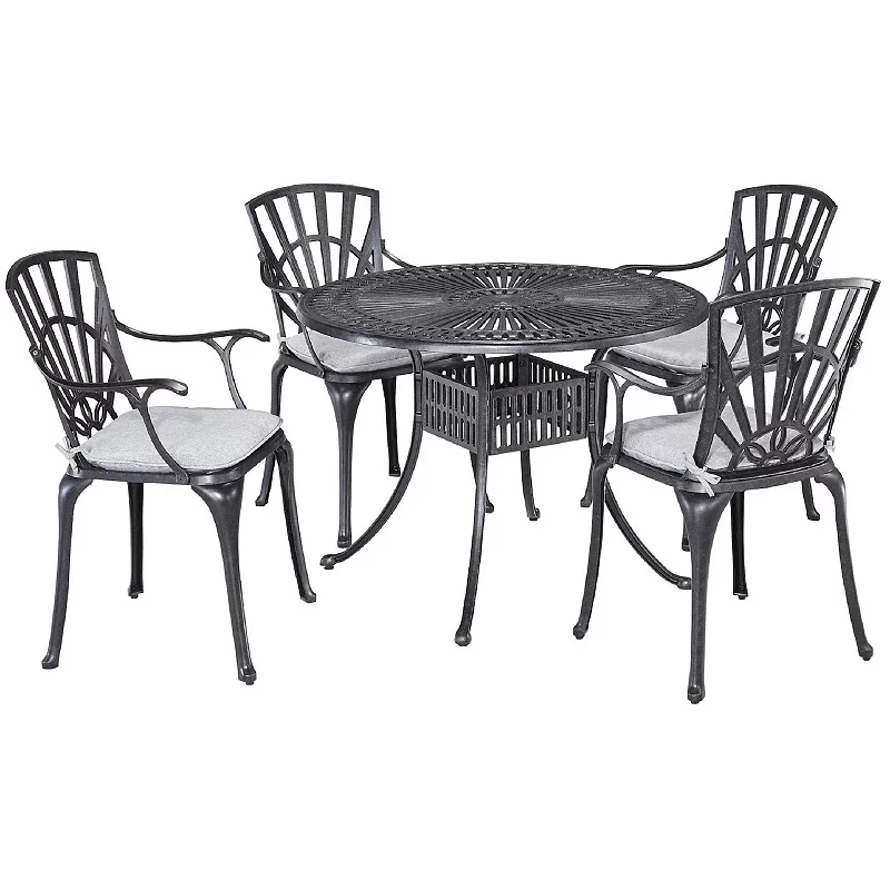 homestyles Round Patio Dining Table and Chair 5-piece Set