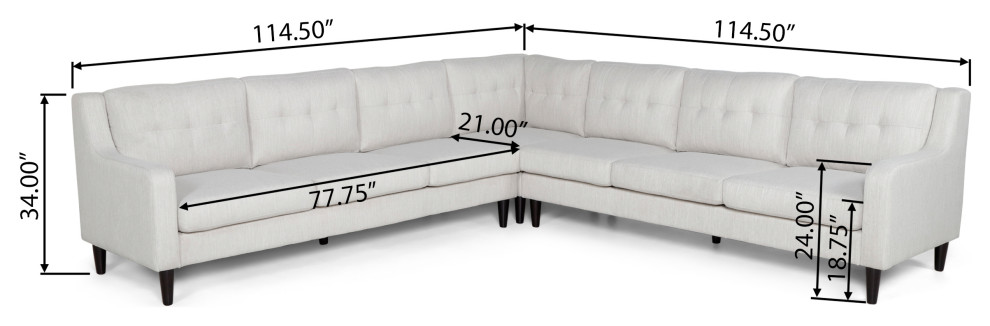 McCone Tufted Fabric 7 Seater Sectional Sofa Set   Midcentury   Sectional Sofas   by GDFStudio  Houzz