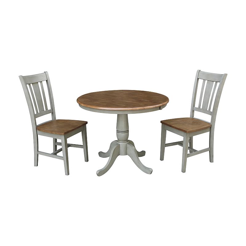 International Concepts Round Extension Dining Table and Chair 3-piece Set