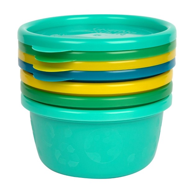 The First Years Green Grown Reusable Toddler Snack Bowls With Lids Blue aqua yellow green 4pk 8oz