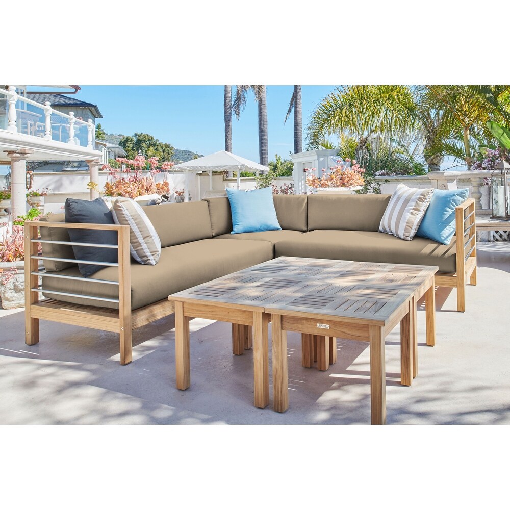 Leon Teak Outdoor Sectional Corner with Sunbrella Cushion