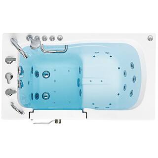 Ella Monaco Acrylic 52 in. Walk-In Whirlpool and Air Bath in White Heated Seat Fast Fill Faucet Set Left 2 in. Dual Drain OA3252DH-HB-L