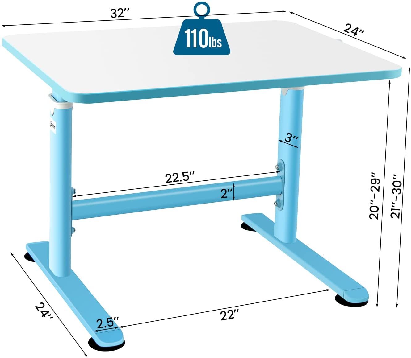 Kids Desk, Height Adjustable Children Study Desk for 3-10 Years Old Boys & Girls