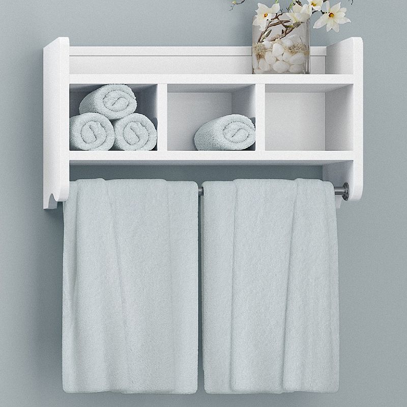 Bolton Bathroom Storage Cubby and Towel Bar Wall Shelf