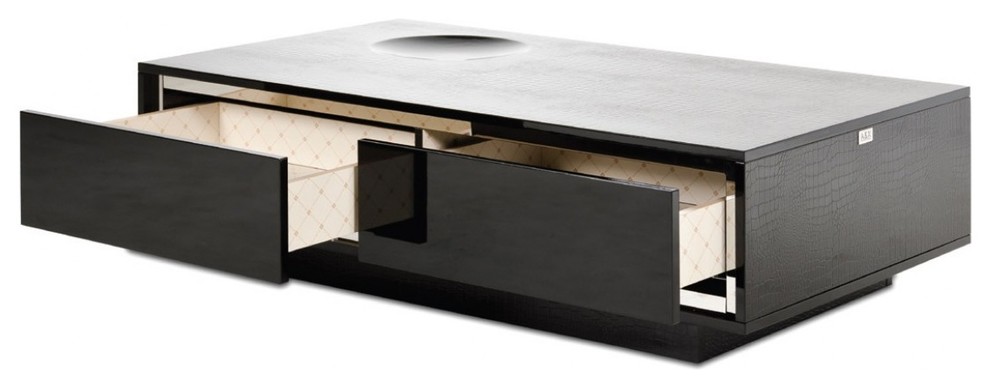 AandX Grand Modern Crocodile Lacquer Coffee Table with Drawers   Transitional   Coffee Tables   by Vig Furniture Inc.  Houzz