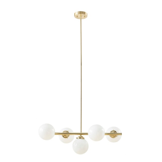 5 light Aurelia Chandelier With Frosted Glass Globe Gold Ink ivy