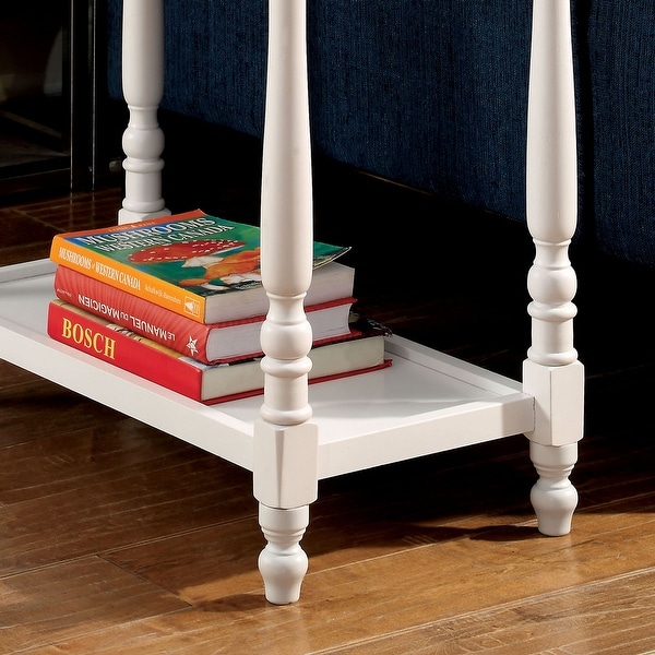 Furniture of America Quam Farmhouse White 12-inch Solid Wood Side Table