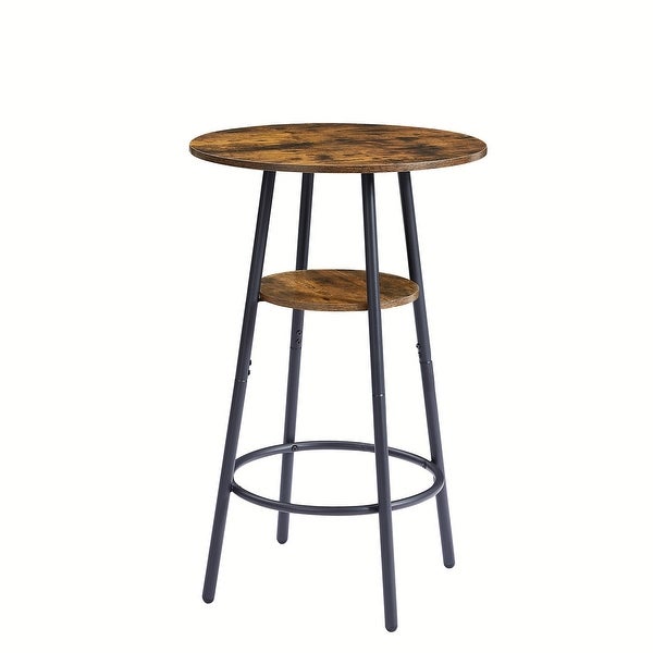 3Pieces Bar Table Set with Double -layer Round Bar Table and 2 Stools