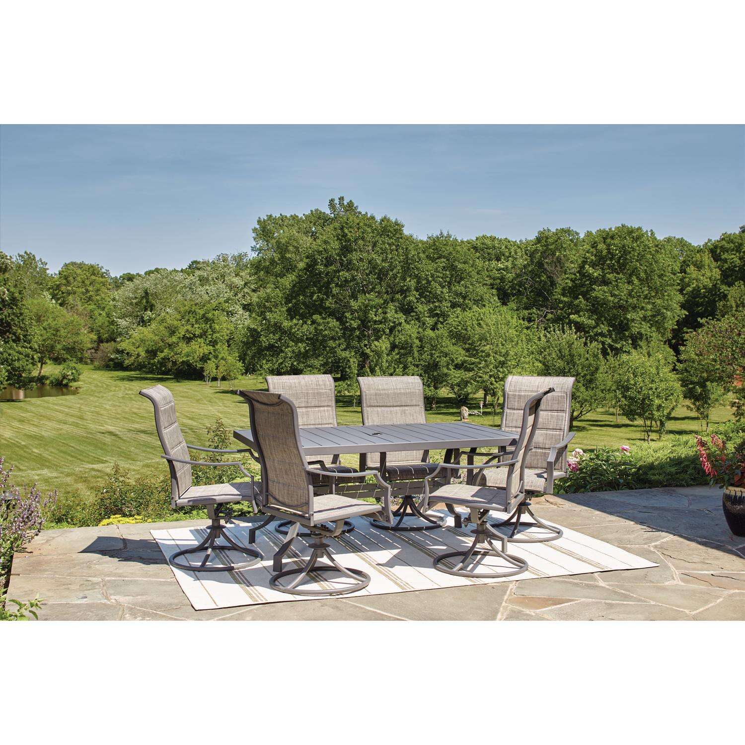 Living Accents Ainsley 7 pc Gray Swivel and Sling Dining Set Gray