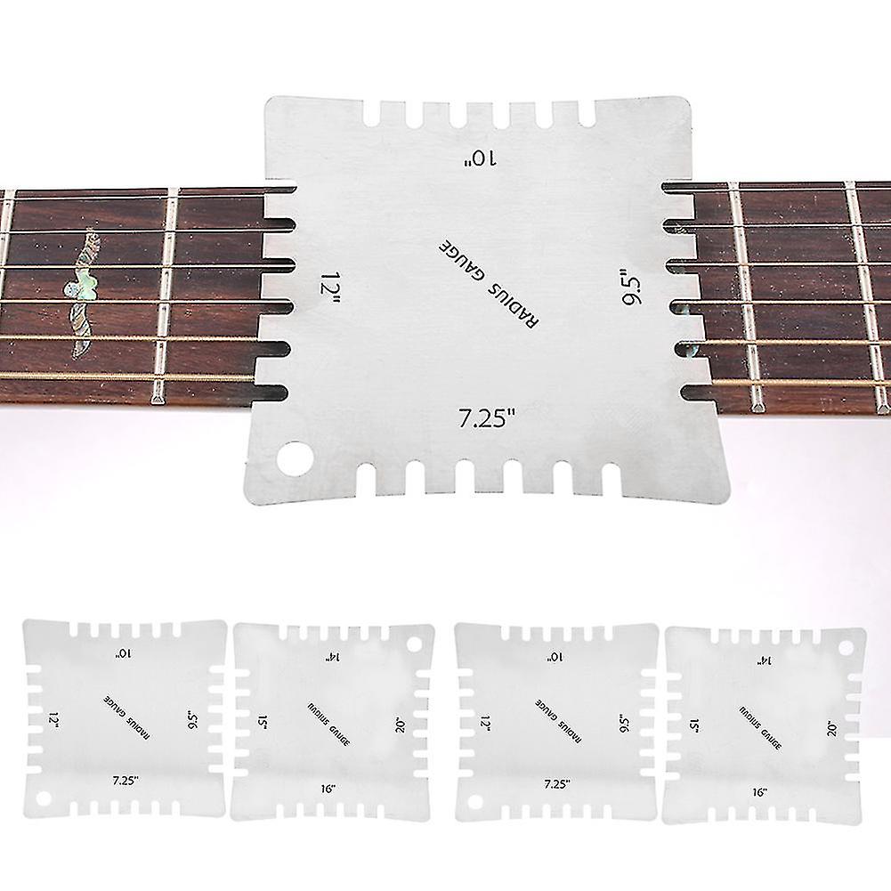 4PCs Stainless Steel Ruler with Teeth Measurement Tool Guitar Accessory Luthier ToolsSilver (4PCs)