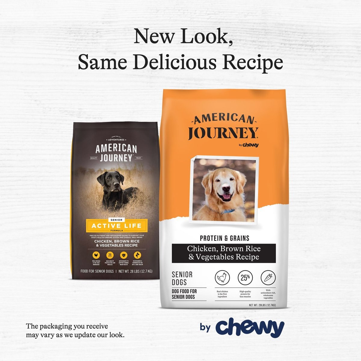 American Journey Protein and Grains Senior Chicken， Brown Rice and Vegetables Recipe Dry Dog Food