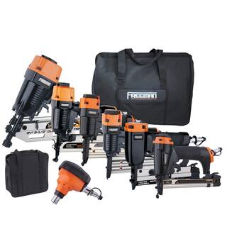 Freeman Complete Pneumatic Framing and Finishing Nailer and Stapler Kit with Bags and Fasteners (9-Piece) P9PCK