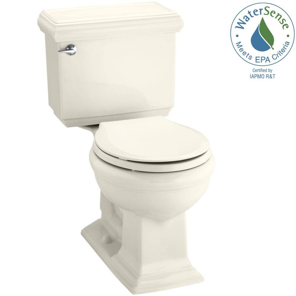 KOHLER Memoirs Classic 2-Piece 1.28 GPF Single Flush Round Toilet with AquaPiston Flushing Technology in Biscuit K-3986-96