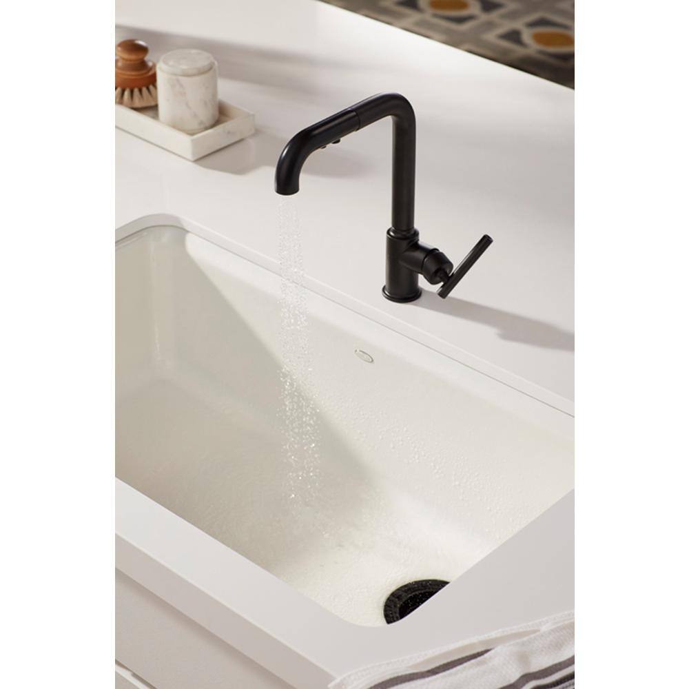 KOHLER Riverby Undermount Cast Iron 33 in. 5-Hole Single Bowl Kitchen Sink with Accessories in White K-RH5871-5UA3-0