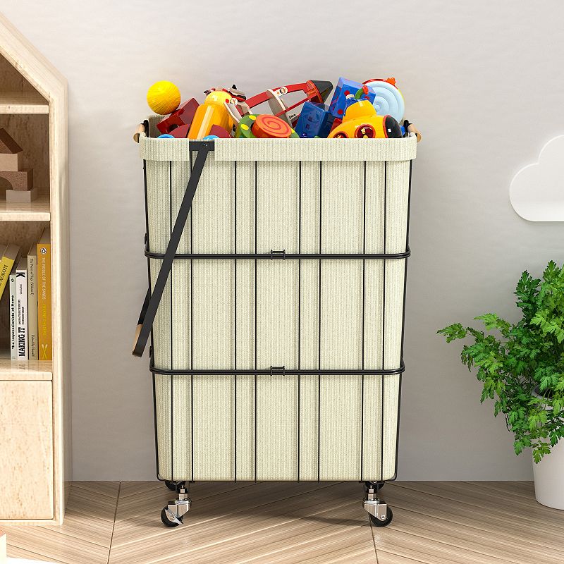 Oceanstar Mobile Rolling Storage Laundry Basket Cart with Handle