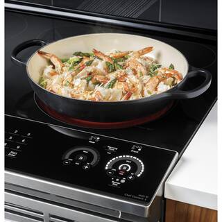 GE Profile 30 in. 5.3 cu. ft. Slide-In Electric Range in Black Stainless with True Convection Air Fry Cooking PSS93BPTS