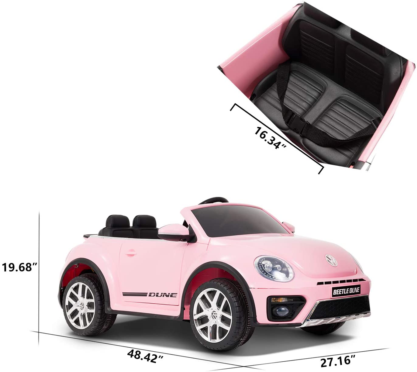 12V Kids Electric Ride on Cars Battery Powered Motorized Vehicles, Remote Control, Music, Bluetooth, Suspension, Double Door, Pink