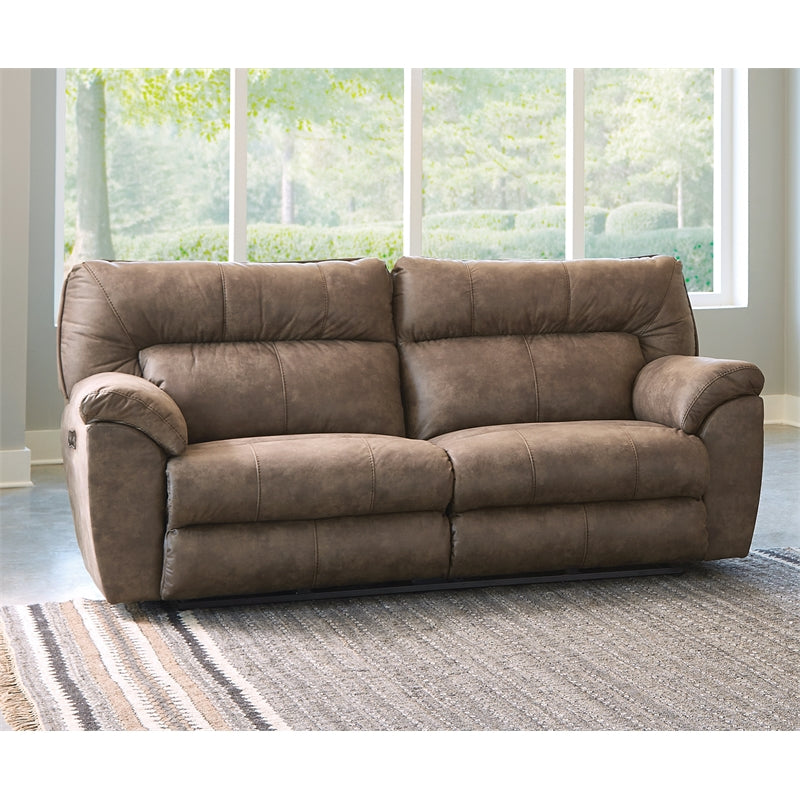 Catnapper Thompson Power Reclining Sofa in Brown Polyester Fabric