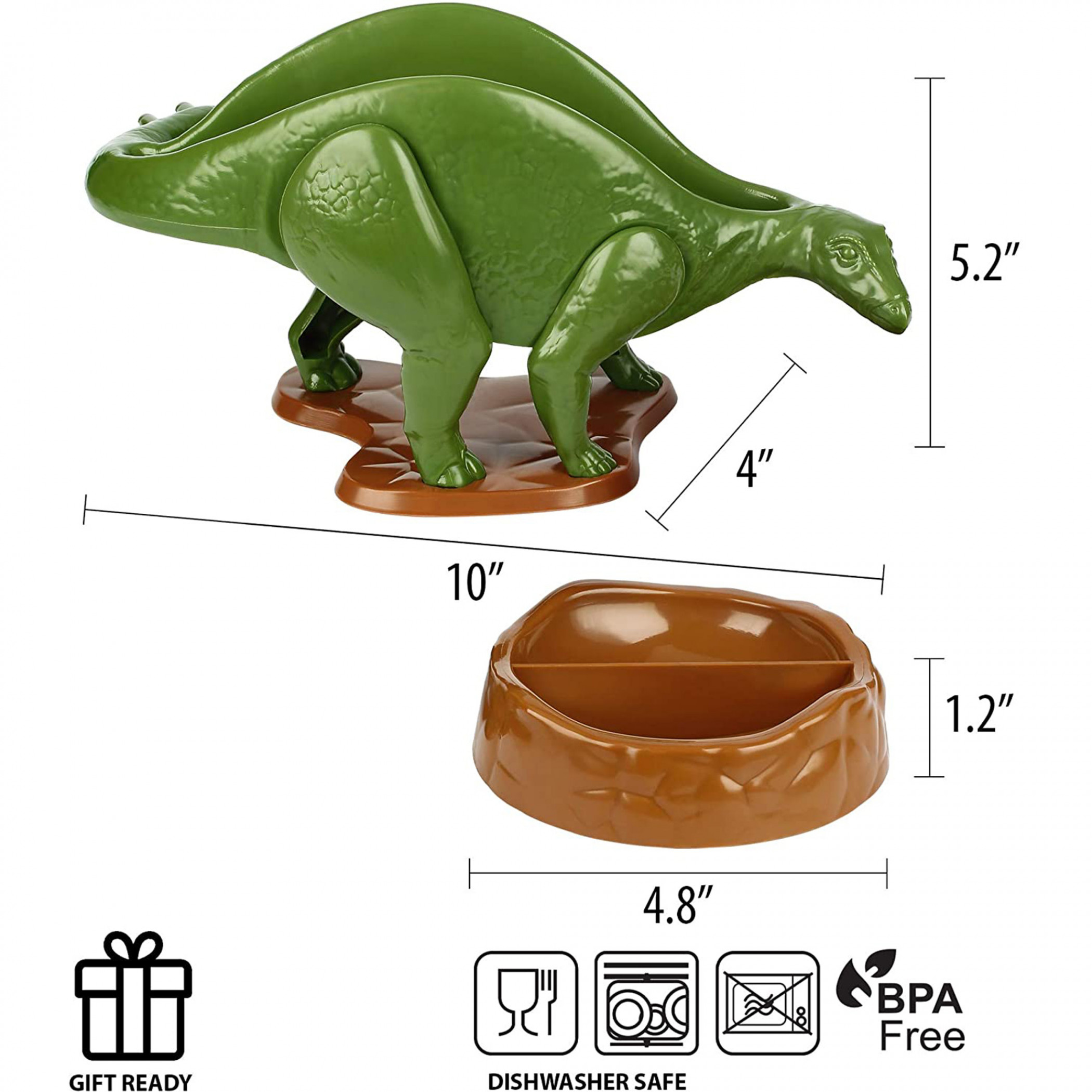 NACHOsaurus Sculpted Dinosaur Snack and Dip Bowl Set