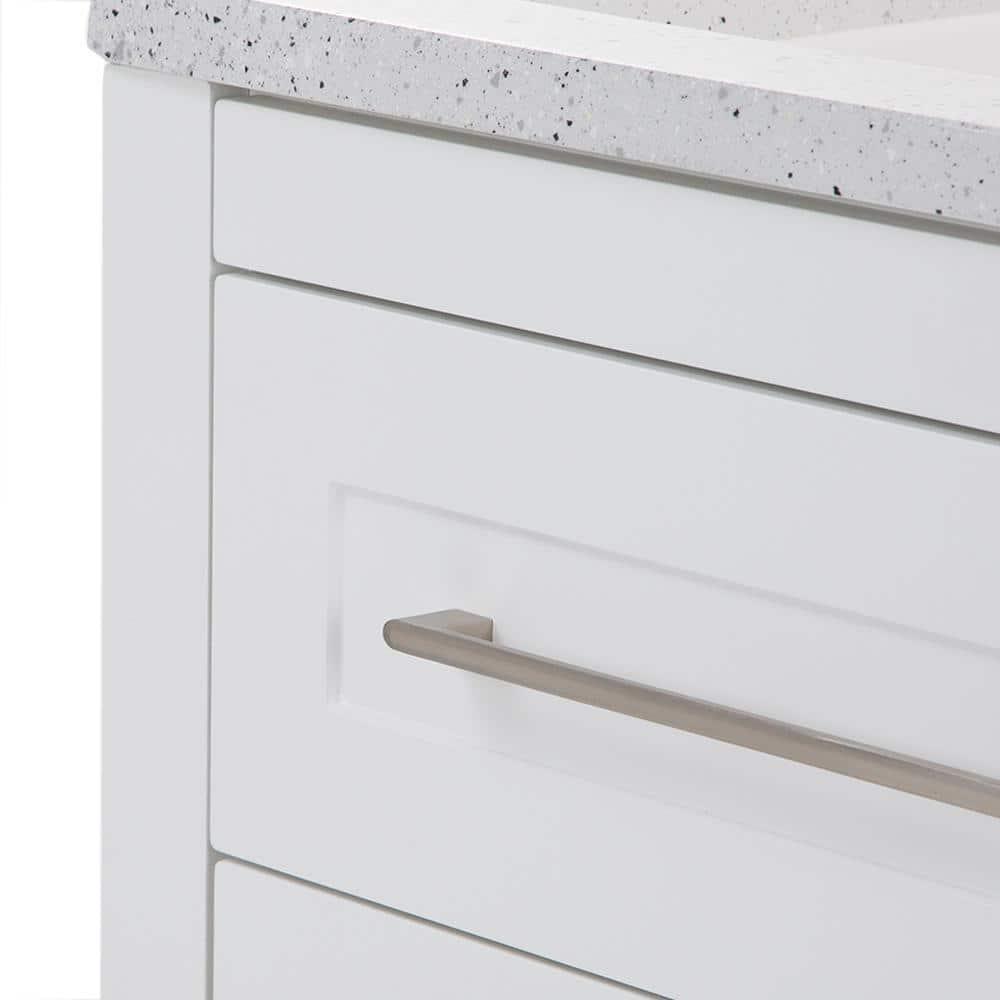 Home Decorators Collection Clady 305 in W x 188 in D x 354 in H Freestanding Bath Vanity in White with Silver Ash Cultured Marble Top