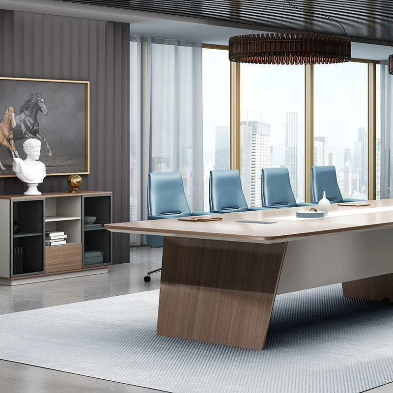 ANDERS Boardroom Table 240cm - Australian Gold Oak & Beige