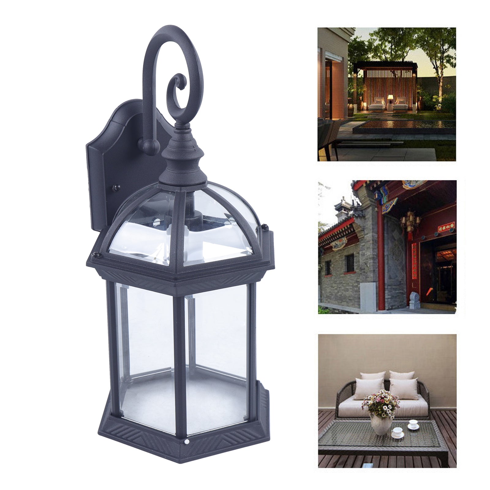 Miumaeov Retro Outdoor Wall Ligh Waterproof Porch Lamp Outdoor Garden Lamp Sconce E26 Aluminum Glass 7.9x7.9x15.75 inch