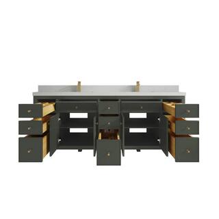 Willow Collections Sonoma 84 in. W x 22 in. D x 36 in. H Double Sink Bath Vanity in Pewter Green with 2 in. Carrara Quartz Top SON_PGN_CARQZ_84