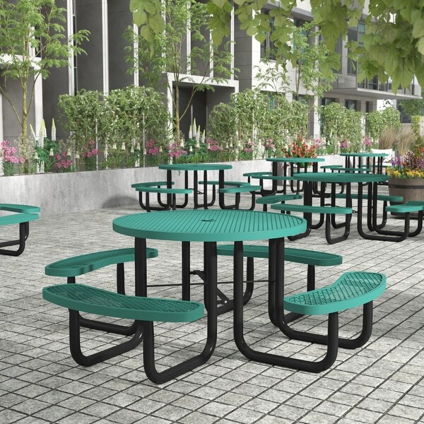 Commercial Grade Expanded Mesh Metal Outdoor Picnic Table