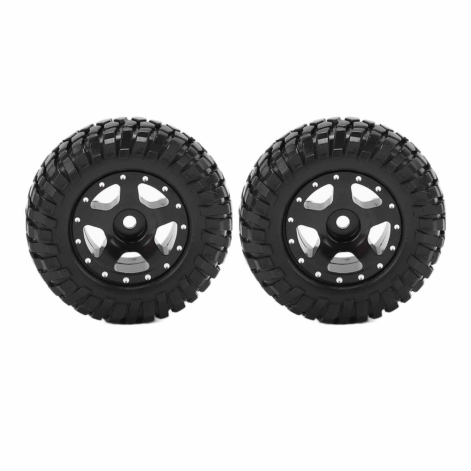 2pcs Rc Wheels Metal Remote Control Car Tires Replacement Parts For Axial Scx24 90081black