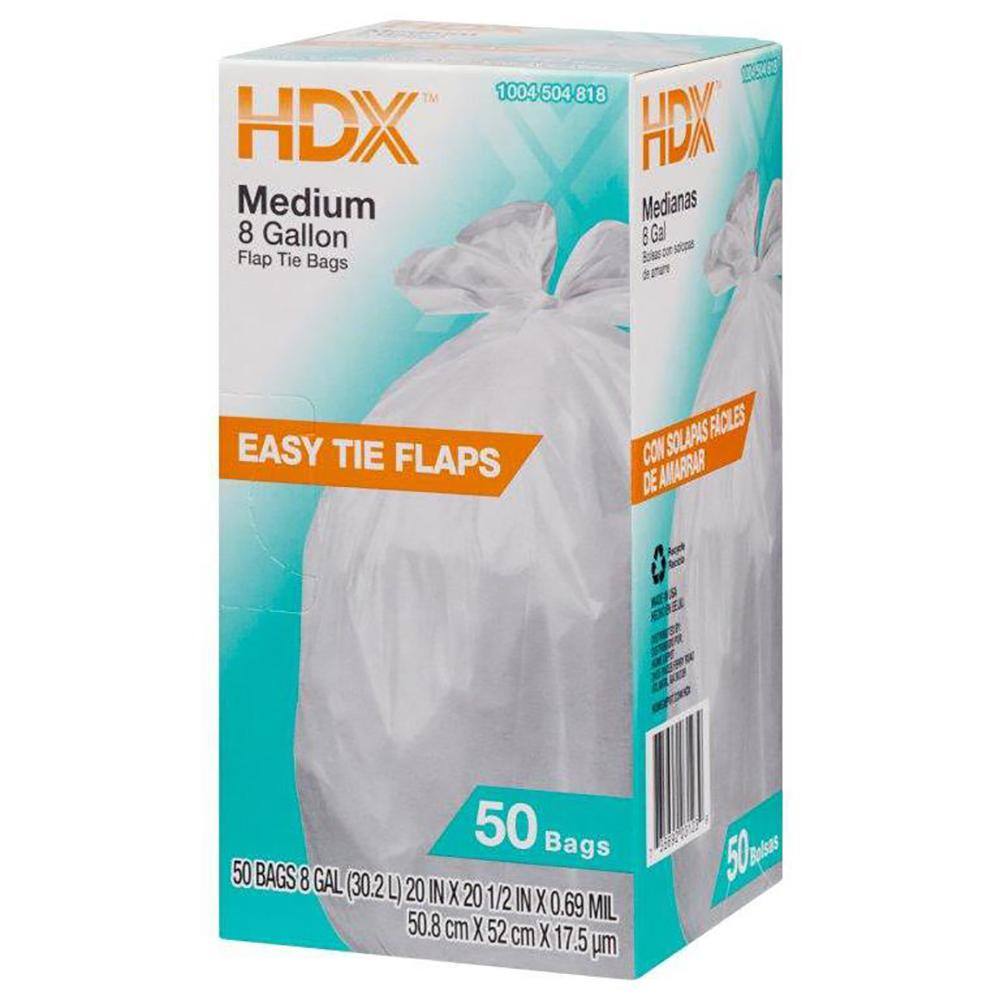 HDX 8 Gal. White Medium Trash Bag (50-Count) HDX 8G WHT