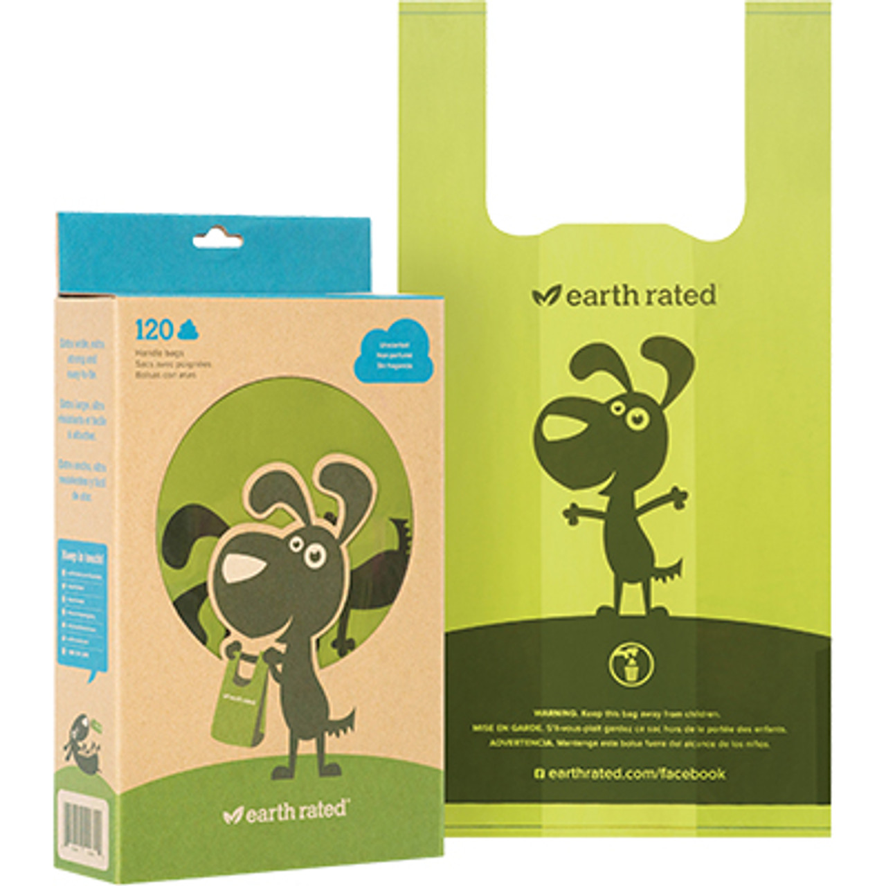 Earth Rated Unscented Poop Bags With Handles， 120 Count