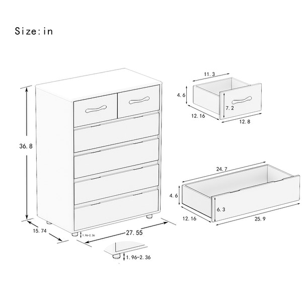 Six drawer side table-white